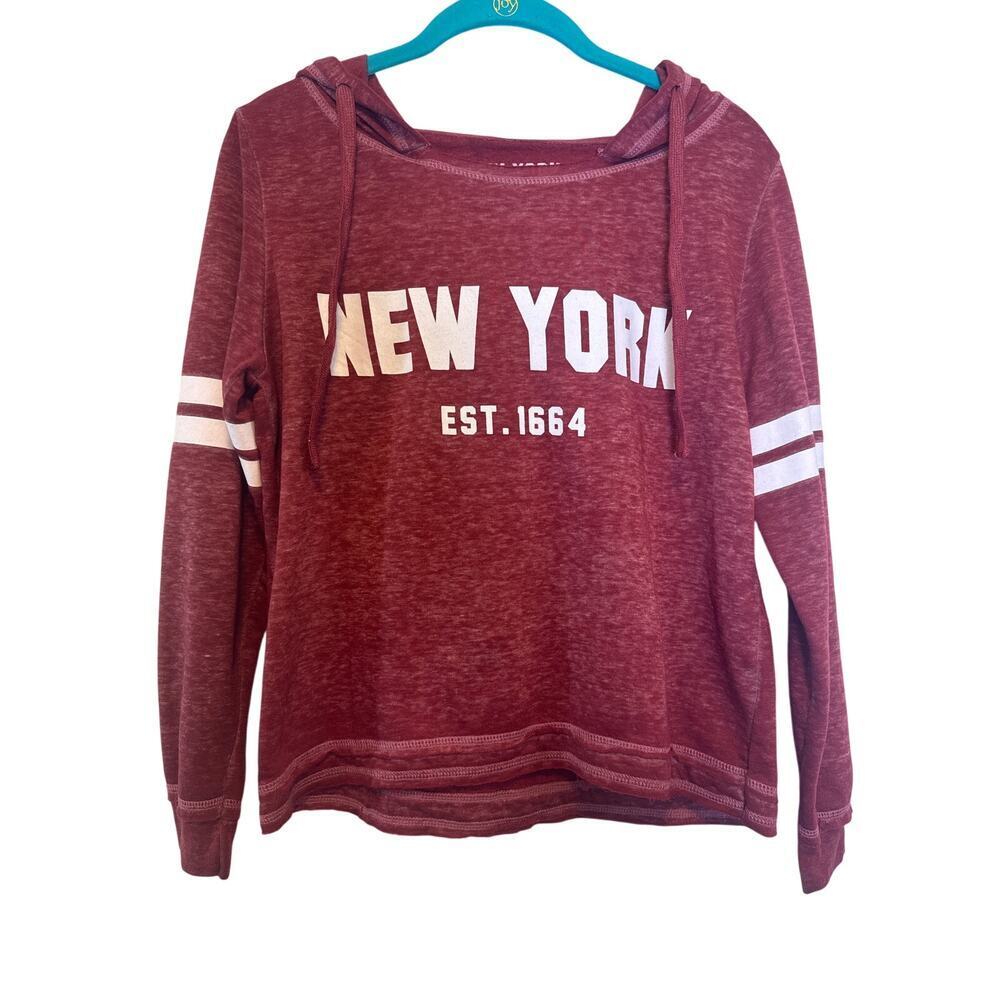 Torkia Apparel Red Maroon New York Hoodie Sweatshirt Women's Size Small S